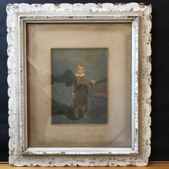 Antique Hand-Colored Framed Portrait